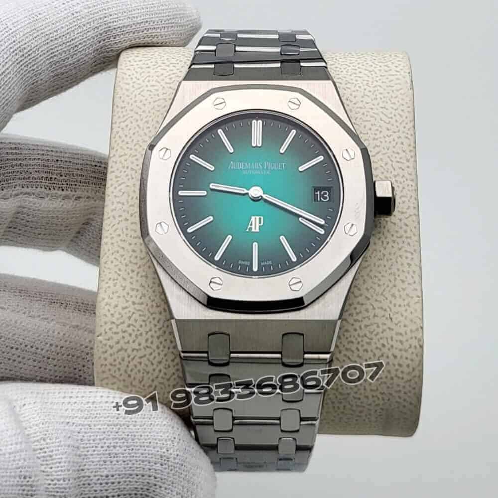 Audemars Piguet Royal Oak Jumbo Extra-Thin Platinum Smoked Green Dial 39mm Exact 1:1 Top Quality Replica Super Clone Swiss ETA 2121 Automatic Movement Watch
