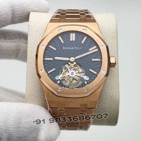 Audemars Piguet Royal Oak Tourbillon Pink Gold Blue Sunray Dial 41mm Exact 1:1 Top Quality Super Clone Replica Swiss ETA 2924 Movement Watch