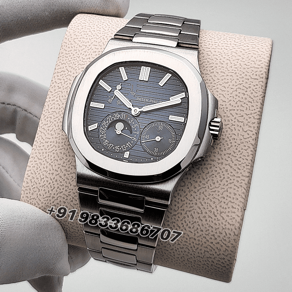 Patek Philippe Nautilus Moon Phase Power Reserve 5712/1A-001 Black-Blue Dial 40mm Exact 1:1 Top Quality Super Clone Swiss ETA 240 PS IRM CLU Automatic Movement Watch - Image 2