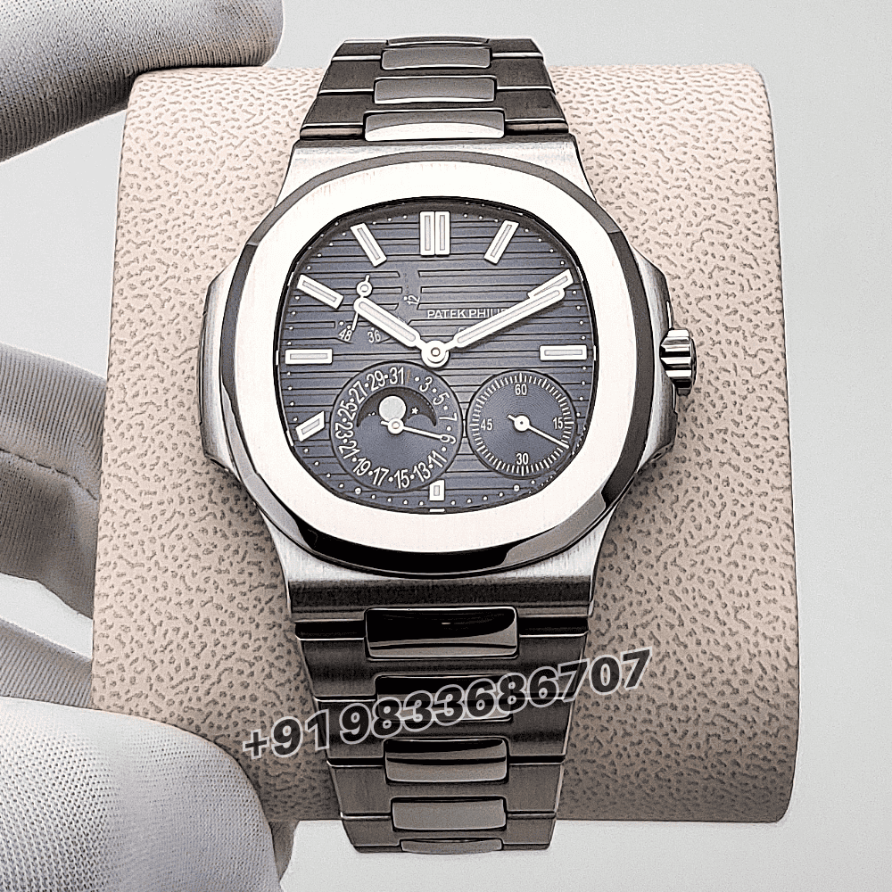 Patek Philippe Nautilus Moon Phase Power Reserve 5712/1A-001 Black-Blue Dial 40mm Exact 1:1 Top Quality Super Clone Swiss ETA 240 PS IRM CLU Automatic Movement Watch
