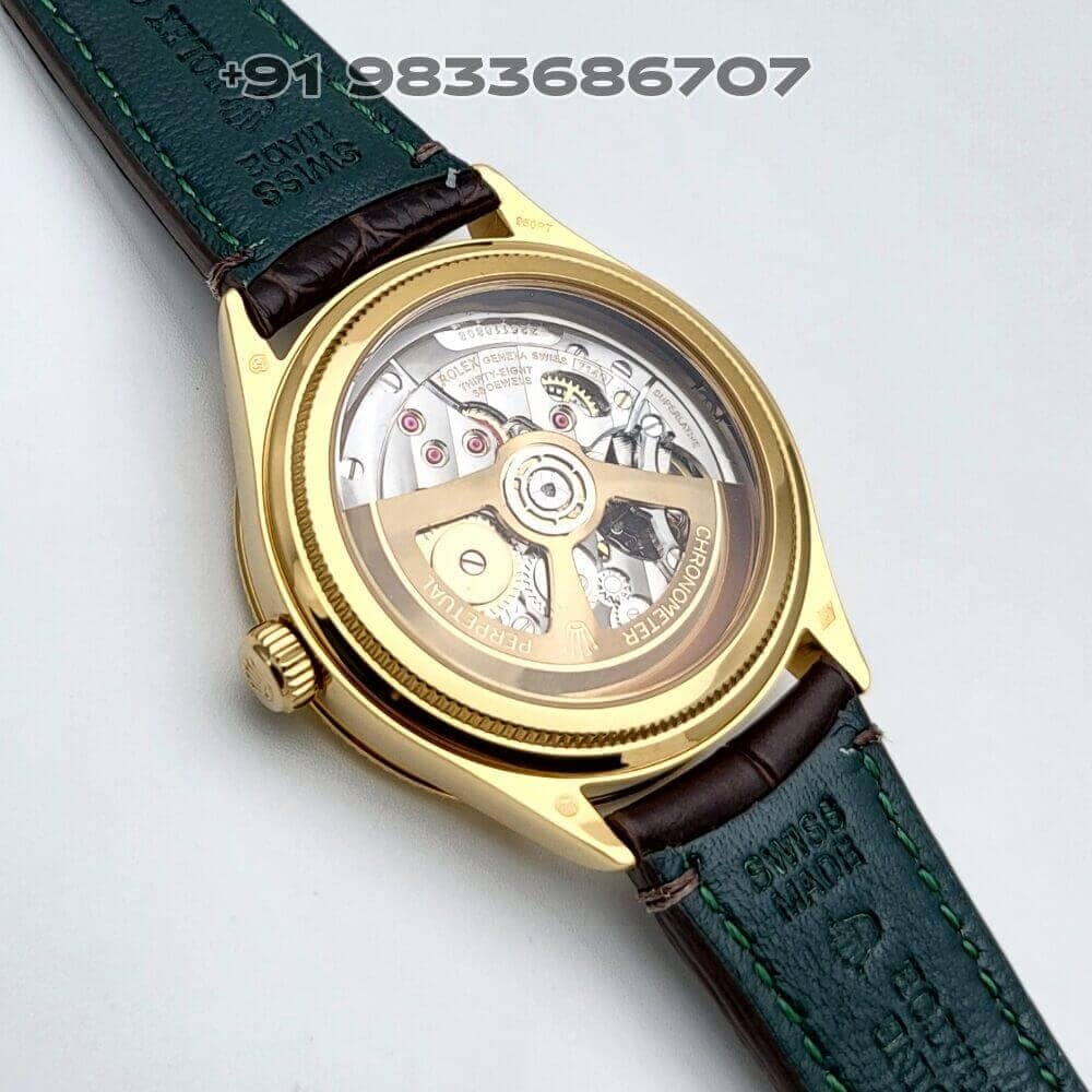 Rolex 1908 18kt Yellow Gold Intense White Dial Alligator Strap 39mm Exact 1:1 Top Quality Super Clone Swiss ETA 7140 Automatic Movement Watch