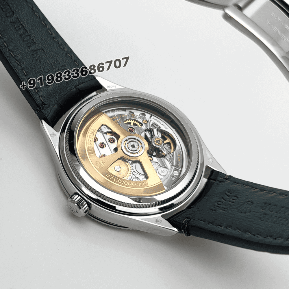 Rolex 1908 18kt White Gold Intense Black Dial Alligator Strap 39mm Exact 1:1 Top Quality Super Clone Swiss ETA 7140 Automatic Movement Watch