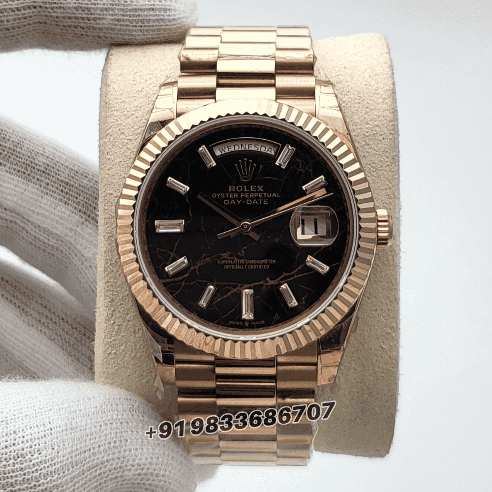 Rolex Day-Date Everose Gold Eisenkiesel with Diamonds Set Dial 40mm Exact 11 Top Quality Replica Super Clone Swiss ETA 3255 Automatic Movement Watch