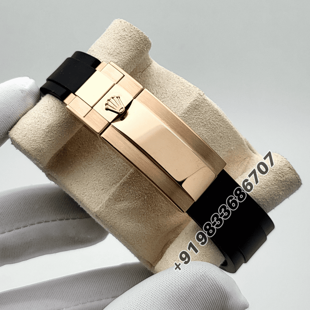 Rolex Cosmograph Daytona 18kt Everose Gold Oysterflex Bright Black and Sundust Dial 40mm Exact 11 Top Quality Super Clone Repli (4)