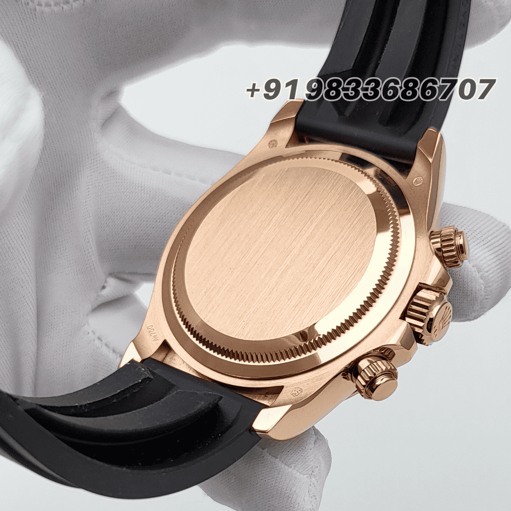 Rolex Cosmograph Daytona 18kt Everose Gold Oysterflex Bright Black and Sundust Dial 40mm Exact 11 Top Quality Super Clone Repli (4)