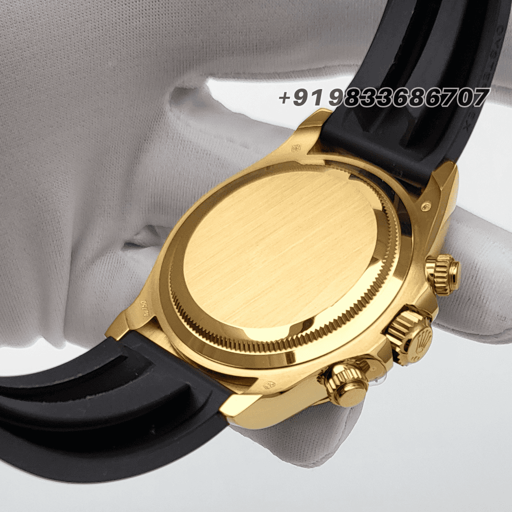 Rolex Cosmograph Daytona 18kt Yellow Gold Oysterflex Golden Dial 40mm Exact 11 Top Quality Super Clone Replica Swiss ETA 4131 Automatic Movement Watch
