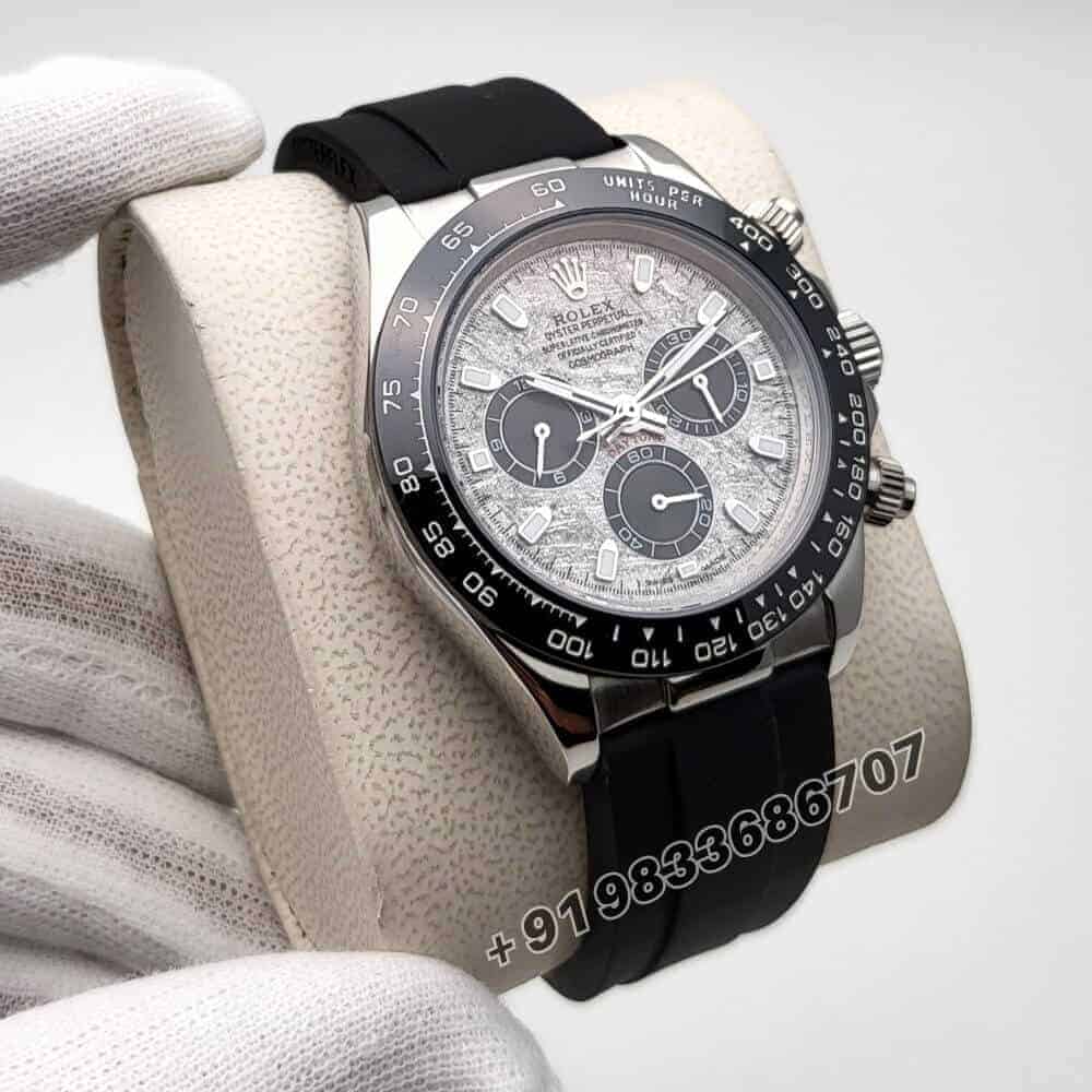 Rolex Cosmograph Daytona White Gold Meteorite Dial Oysterflex Strap 40mm Super High Quality Swiss Automatic First Copy Watch (1)