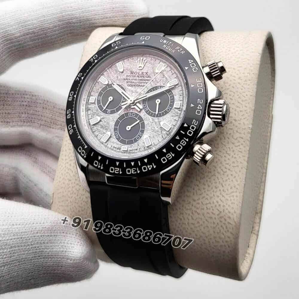 Rolex Cosmograph Daytona White Gold Meteorite Dial Oysterflex Strap 40mm Super High Quality Swiss Automatic First Copy Watch (1)