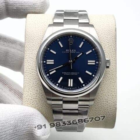 Rolex Oyster Perpetual Bright Blue Dial 41mm Exact 1:1 Top Quality Replica Super Clone Swiss ETA 3230 Automatic Movement Watch