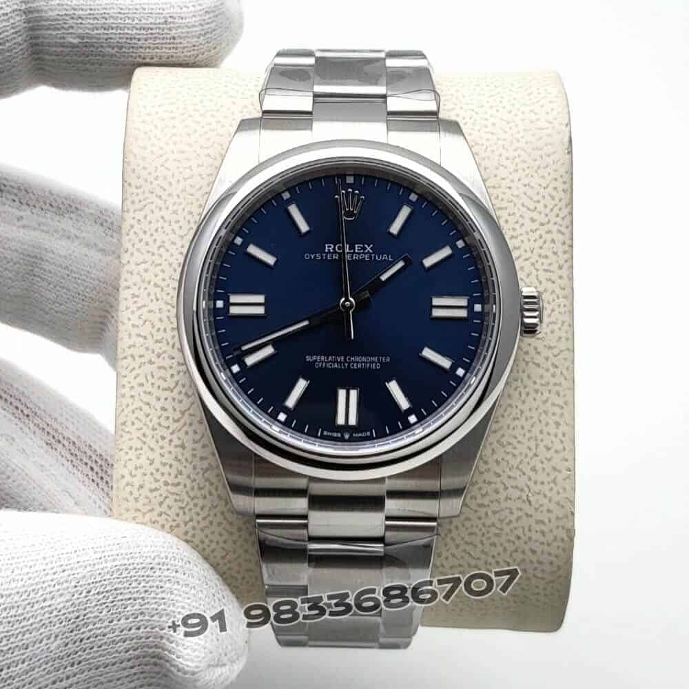 Rolex Oyster Perpetual Bright Blue Dial 41mm Exact 1:1 Top Quality Replica Super Clone Swiss ETA 3230 Automatic Movement Watch