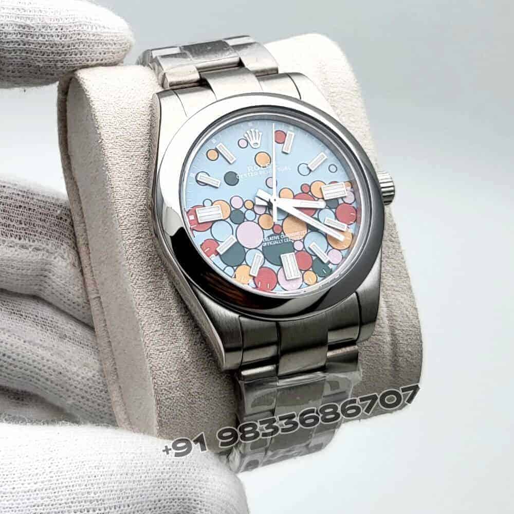 Rolex Oyster Perpetual Turquoise Blue Celebration Motif Dial 41mm Super High Quality Swiss Automatic Replica Watch (1)