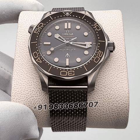 Omega Seamaster Diver 300M James Bond 007 Edition No Time to Die Titanium On Titanium Strap Brown Dial 42mm Exact 1:1 Top Quality Super Clone Replica Swiss ETA 8806 Automatic Movement Watch + Nato Strap
