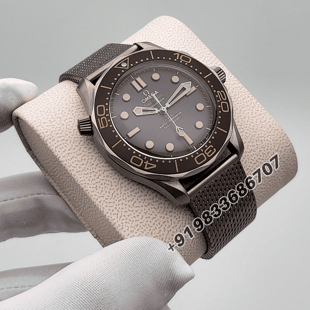 Omega Seamaster Diver 300M James Bond 007 Edition No Time to Die Titanium On Titanium Strap Brown Dial 42mm Exact 1:1 Top Quality Super Clone Replica Swiss ETA 8806 Automatic Movement Watch + Nato Strap - Image 3