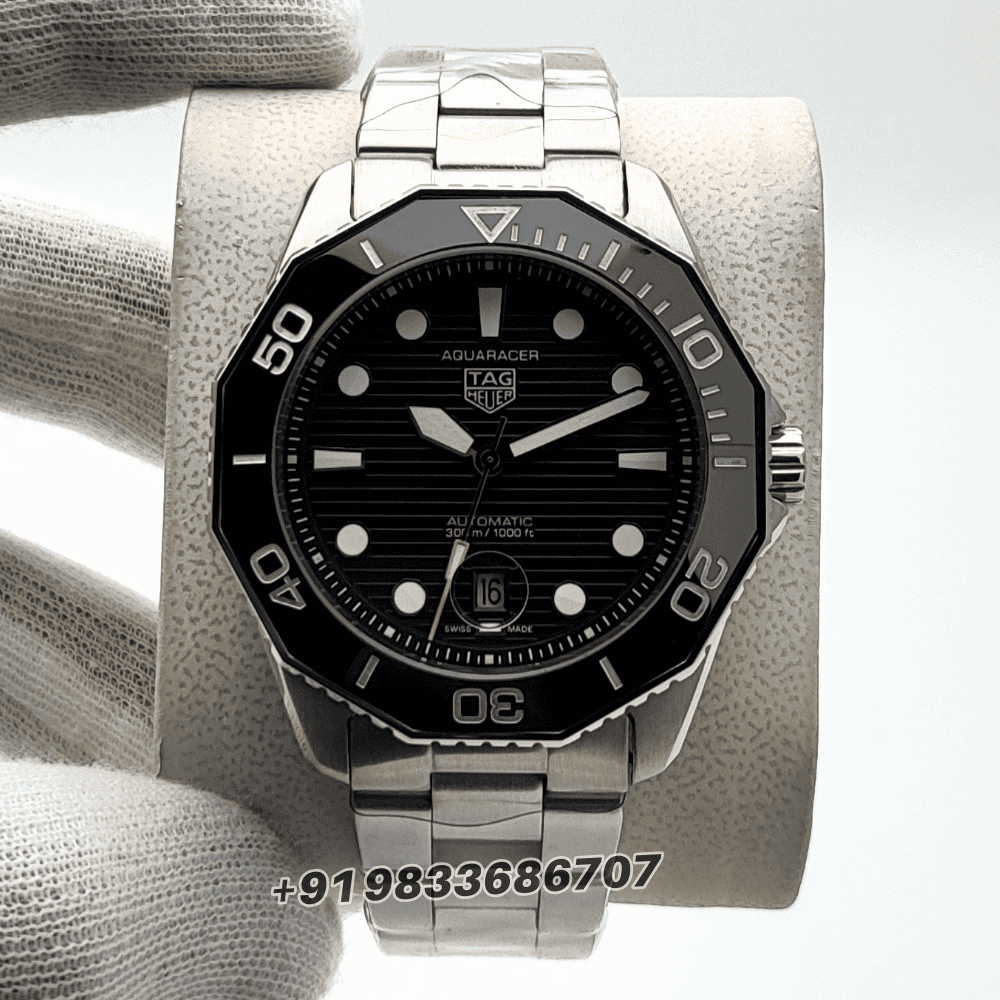 ag Heuer Aquaracer Professional 300 Stainless Steel Black Dial 43 mm Super High Quality Swiss Automatic First Copy Replica Watch