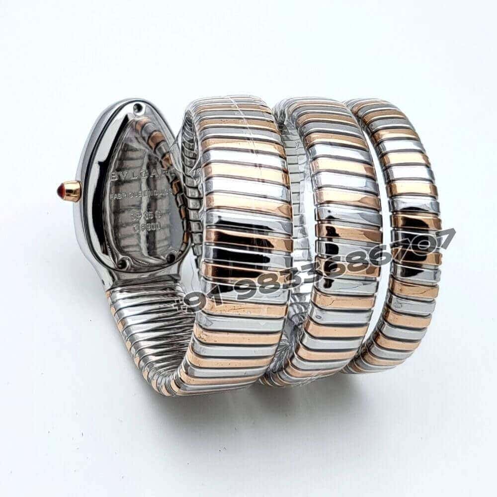 Bulgari Serpenti Dual Tone Double Spiral Black Dial Brilliant Cut Diamond Set Bezel Super High Quality Watch