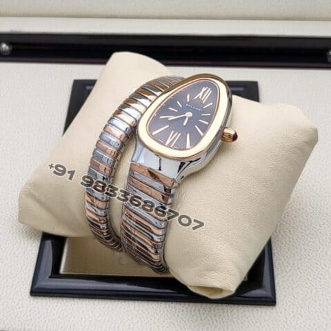 Bulgari Serpenti Dual Tone Single Spiral Black Dial Super High Quality Watch
