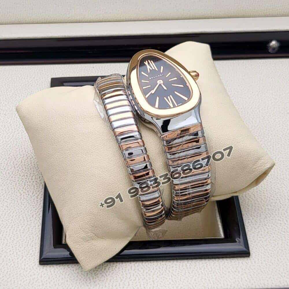 Bulgari Serpenti Dual Tone Single Spiral Black Dial Super High Quality Watch