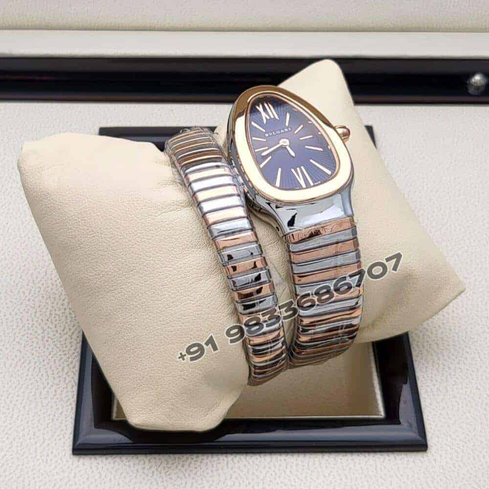 Bulgari Serpenti Dual Tone Single Spiral Blue Dial Super High Quality Watch
