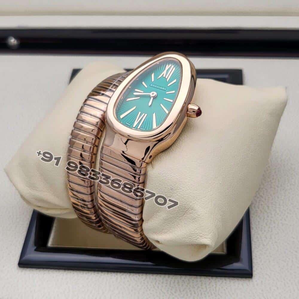 Bulgari Serpenti Rose Gold Single Spiral Green Dial Super High Quality Watch