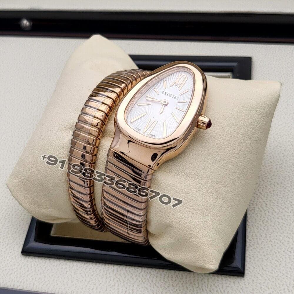 Bulgari Serpenti Rose Gold Single Spiral White Dial Super High Quality Watch