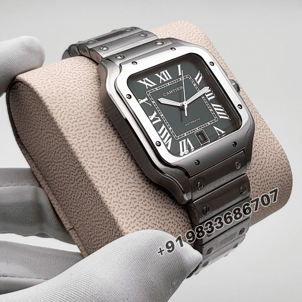 Cartier Santos Steel Green Dial High Quality Swiss Automatic Watch