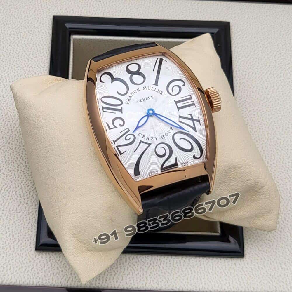 Franck Muller Crazy Hours Rose Gold White Dial Super High Quality Swiss Automatic Watch