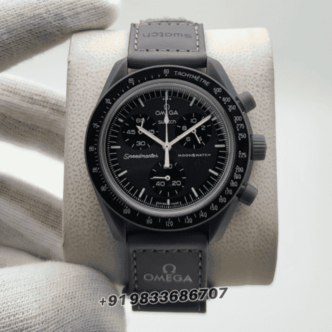 omega speedmaster first copy Swatch Moonswatch Mission to Mercury Chronograph Black Dial