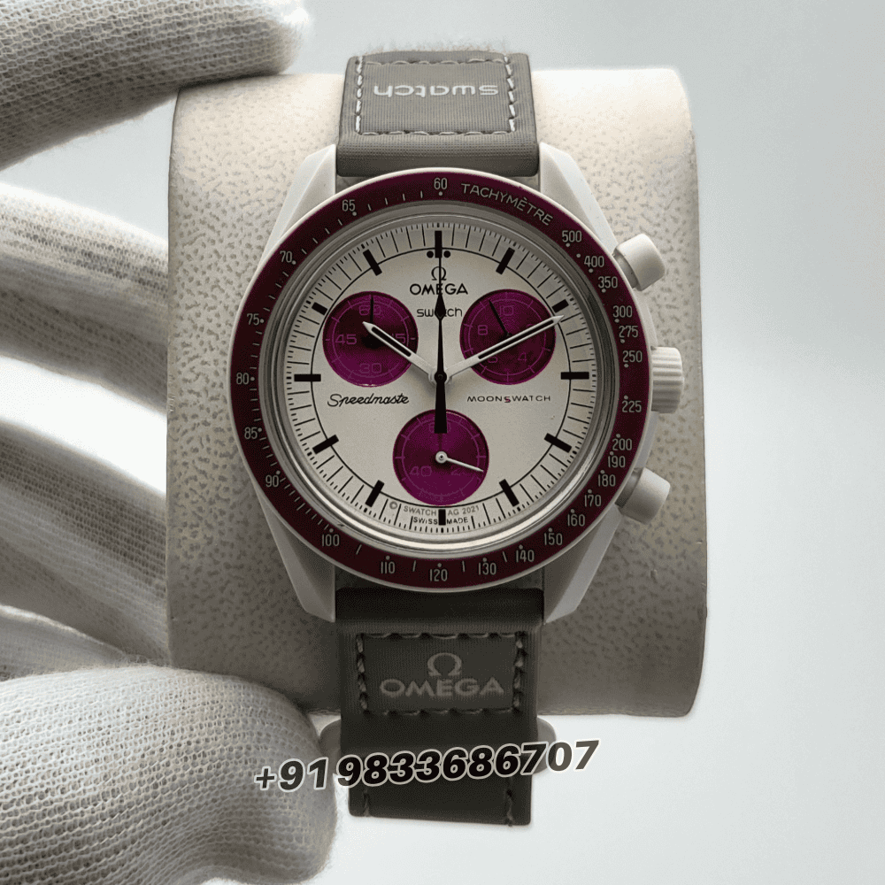 omega watch first copy Speedmaster Swatch Moonswatch Mission to Pluto Chronograph White Dial