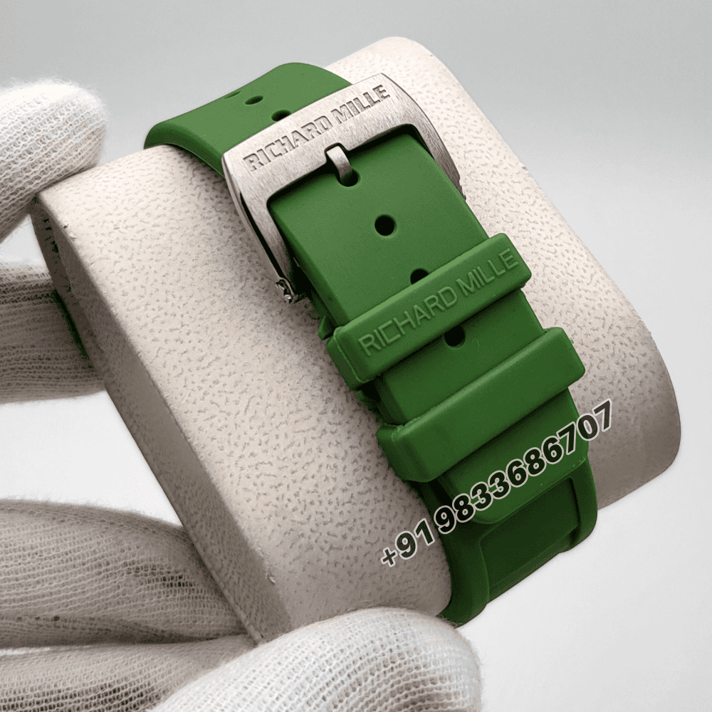 Richard Mille RM 11-01 Roberto Mancini Flyback Chronograph 50x40 Green Rubber Strap High Quality Swiss Automatic Movement First Copy Watch