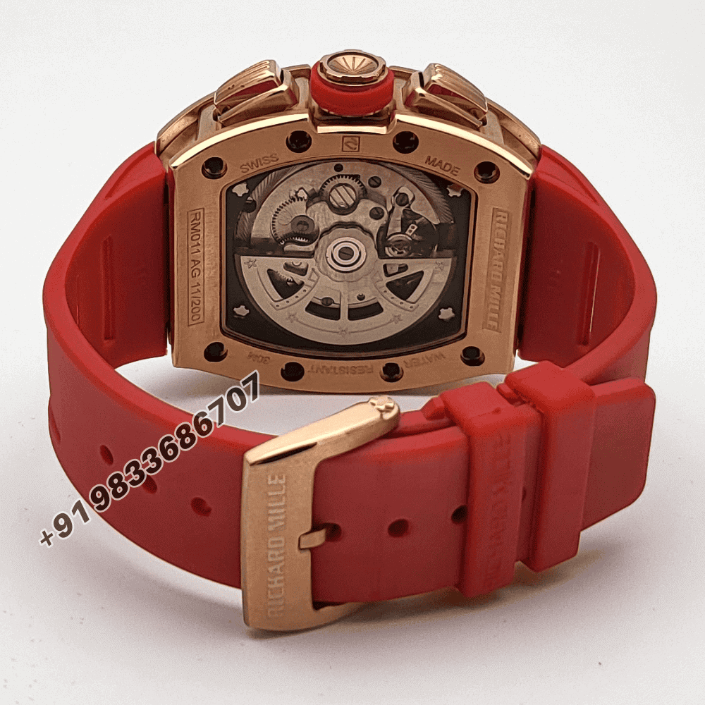 Richard Mille RM 011-FM Flyback Chronograph Orange Rubber Strap Super High Quality Swiss Automatic Watch
