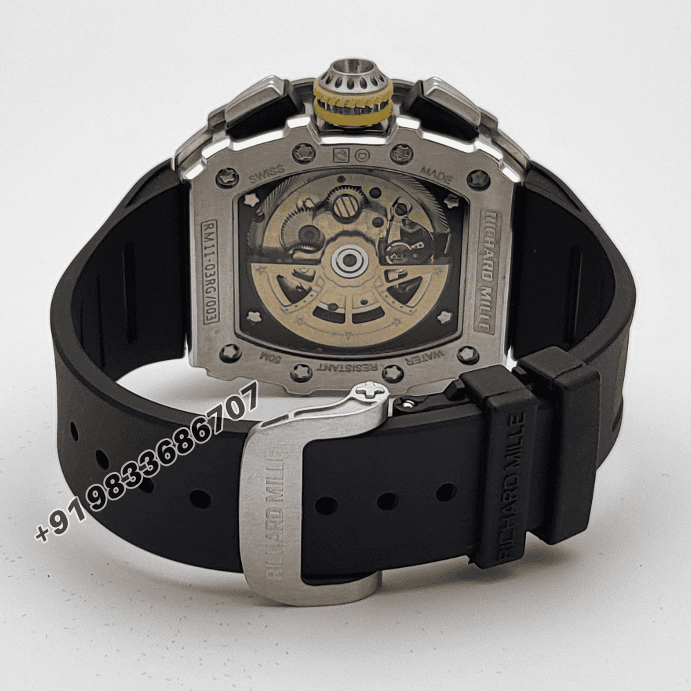 Richard Mille RM 011-03 Flyback Chronograph Titanium Black Rubber Strap Super High Quality Swiss Automatic Watch