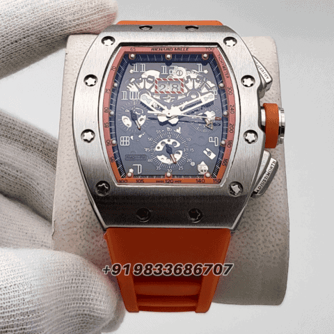 Richard Mille RM 011-FM Flyback Chronograph Orange Rubber Strap Super High Quality Swiss Automatic Watch