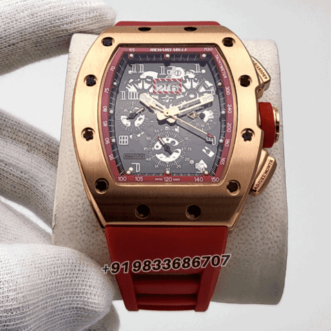 Richard Mille RM 011-FM Flyback Chronograph Orange Rubber Strap Super High Quality Swiss Automatic Watch