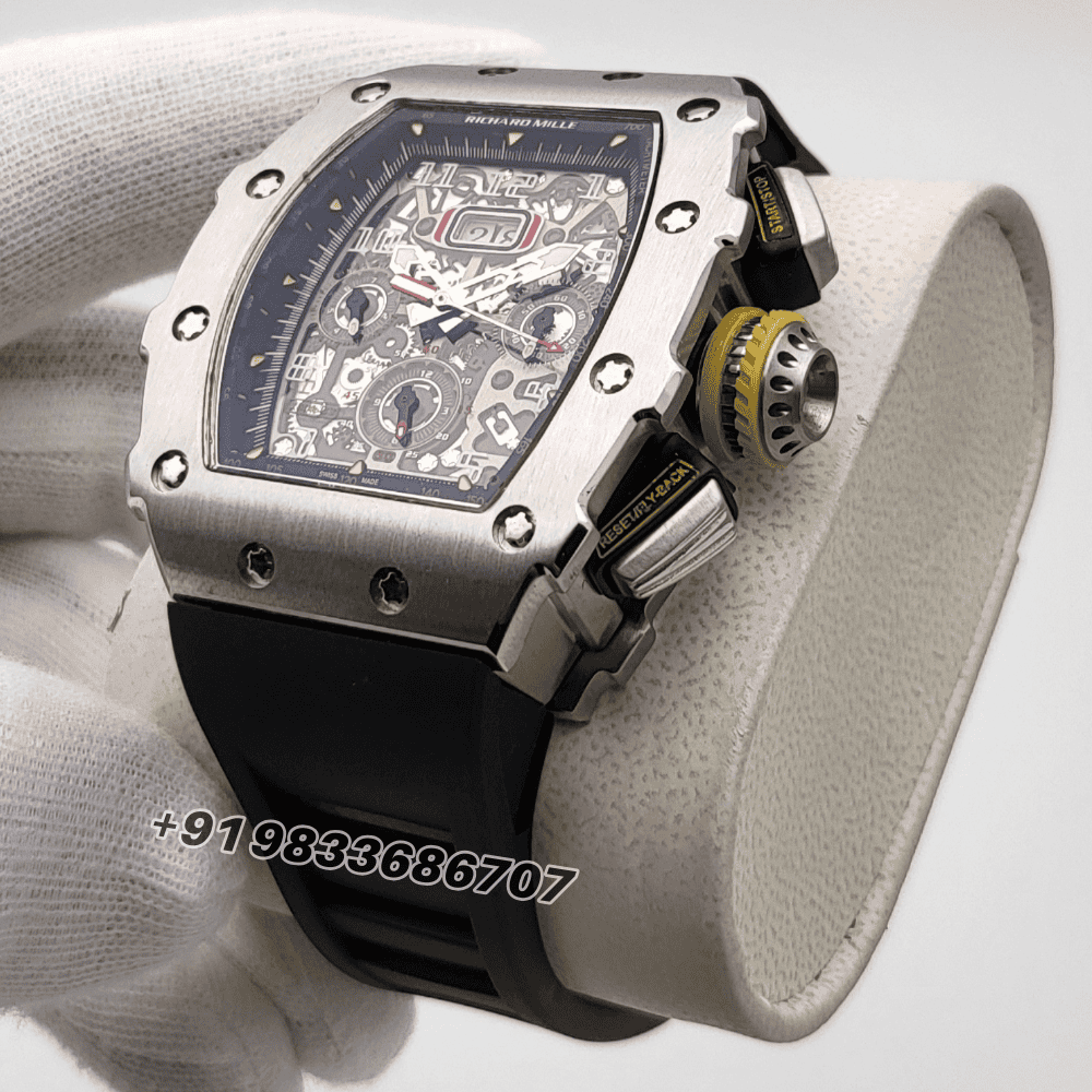 Richard Mille RM 011-03 Flyback Chronograph Titanium Black Rubber Strap Super High Quality Swiss Automatic Watch