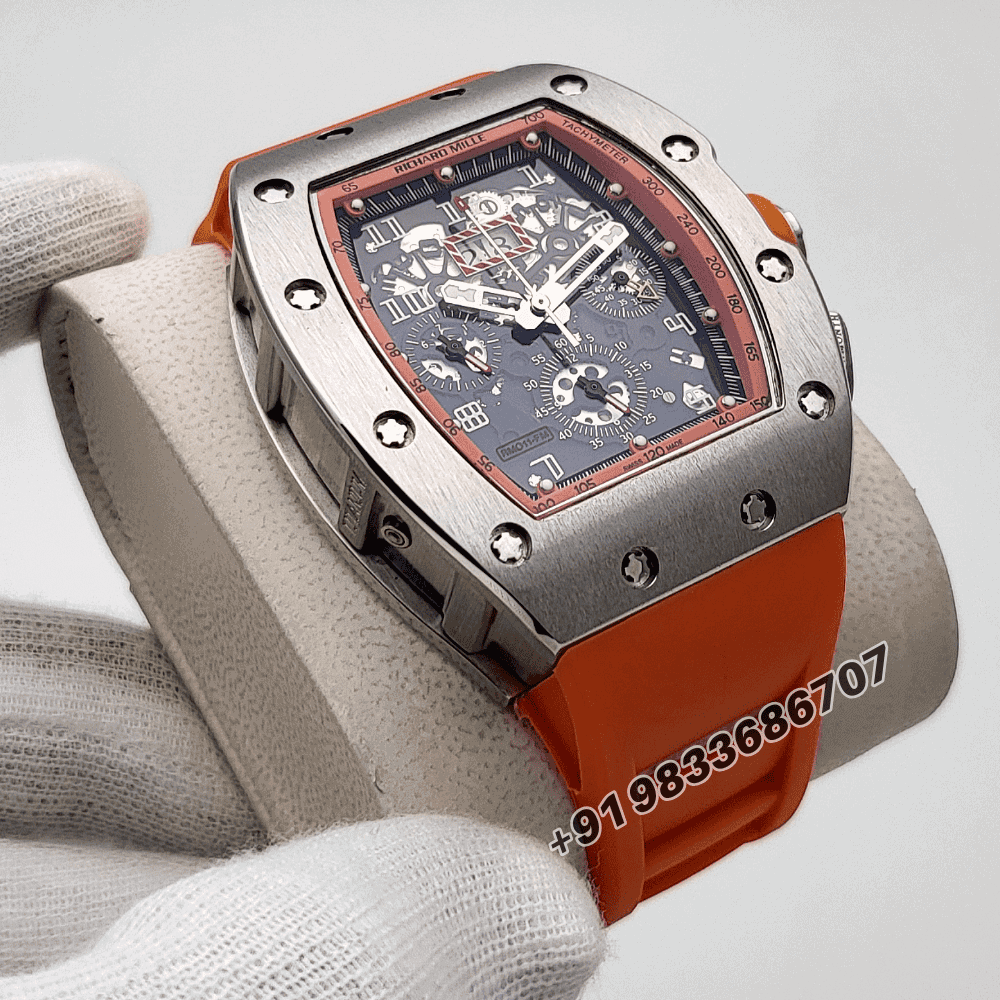 Richard Mille RM 011-FM Flyback Chronograph Orange Rubber Strap Super High Quality Swiss Automatic Watch