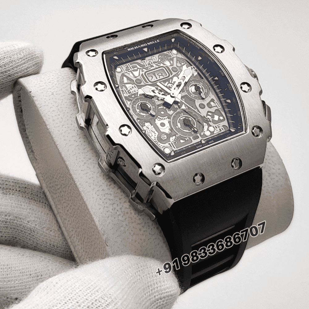 Richard Mille RM 011-03 Flyback Chronograph Titanium Black Rubber Strap Super High Quality Swiss Automatic Watch