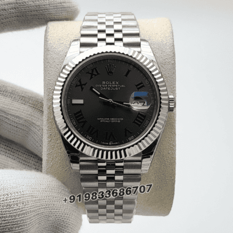 Rolex Datejust Oystersteel and White Gold Slate Dial 41mm Exact 11 Top Quality Super Clone Replica Swiss ETA 3235 Automatic Movement Watch