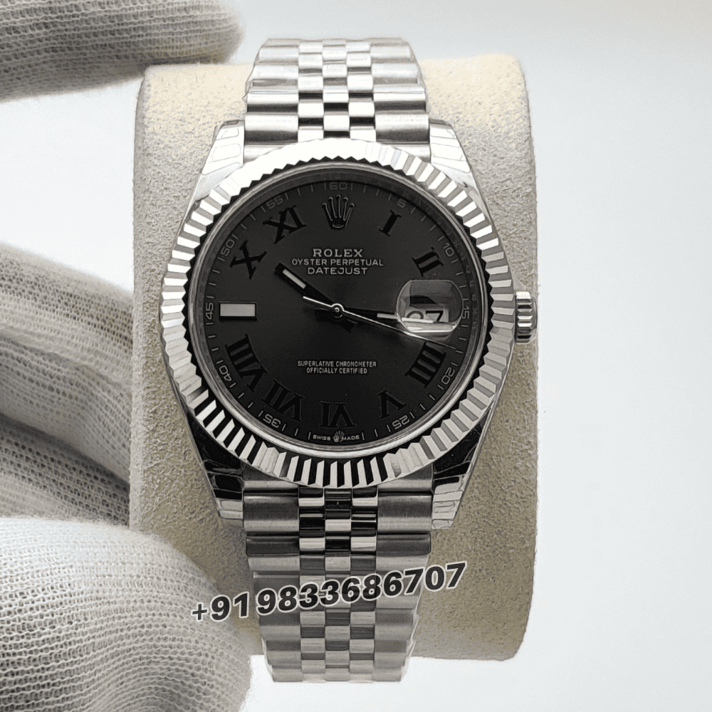 Rolex Datejust Oystersteel and White Gold Slate Dial 41mm Exact 11 Top Quality Super Clone Replica Swiss ETA 3235 Automatic Movement Watch