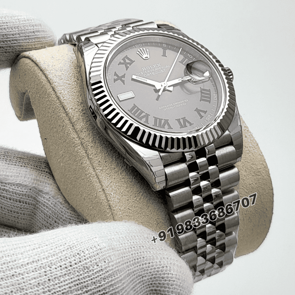 Rolex Datejust Oystersteel and White Gold Slate Dial 41mm Exact 11 Top Quality Super Clone Replica Swiss ETA 3235 Automatic Movement Watch