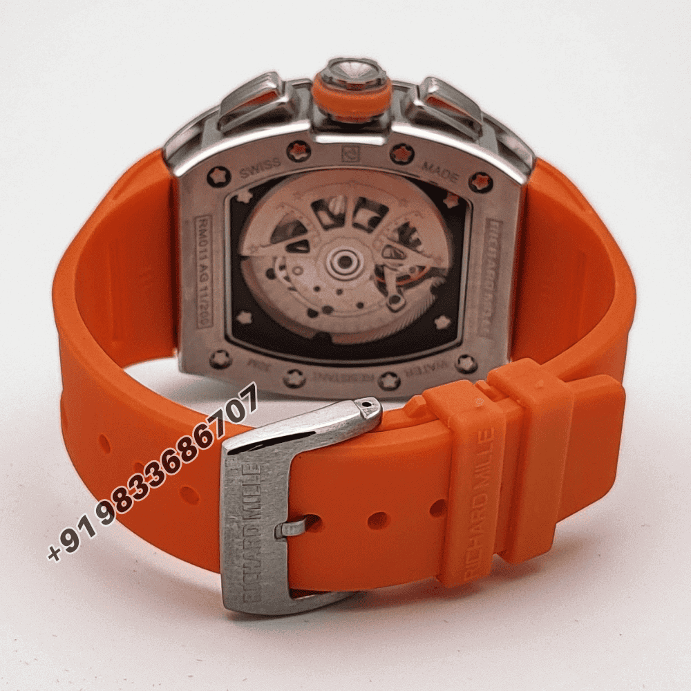 Richard Mille RM 11-01 Roberto Mancini Flyback Chronograph Orange Rubber Strap Super High Quality Swiss Automatic Watch