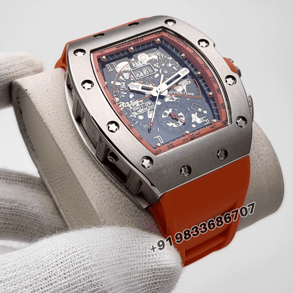 Richard Mille RM 11-01 Roberto Mancini Flyback Chronograph Orange Rubber Strap Super High Quality Swiss Automatic Watch