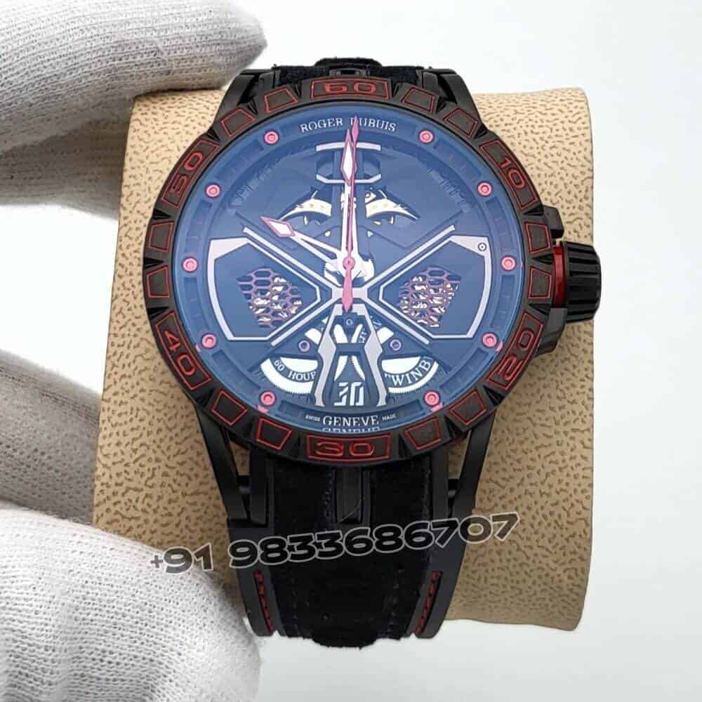 Roger Dubuis Excalibur Huracan 45mm Black Rubber Strap Super High Quality Swiss Automatic Watch