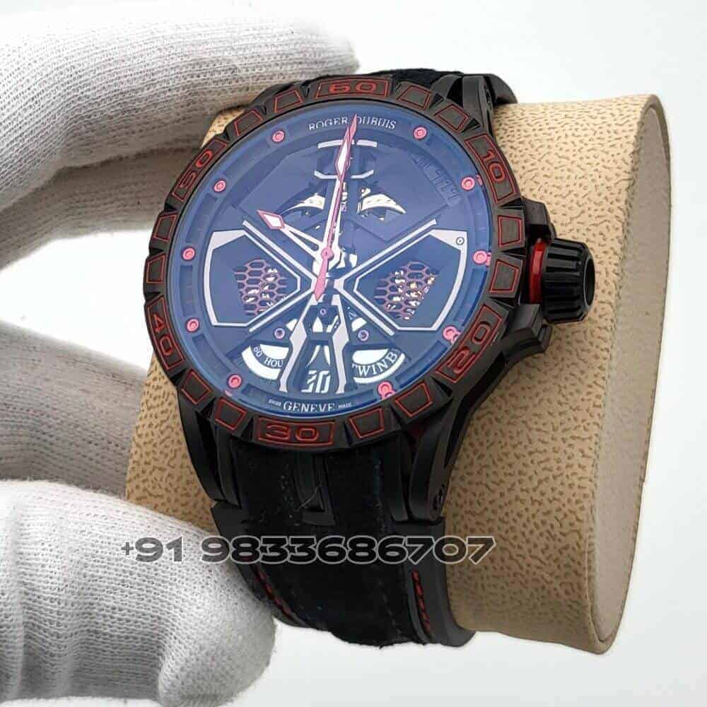 Roger Dubuis Excalibur Huracan 45mm Black Rubber Strap Super High Quality Swiss Automatic Watch