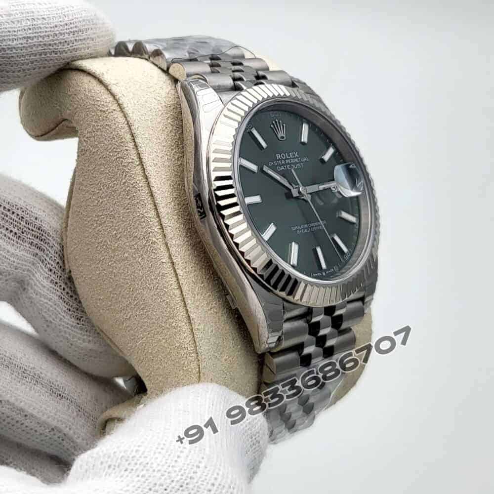 Rolex Datejust Oystersteel and White Gold Mint Green Dial 41mm Exact 1:1 Top Quality Super Clone Replica Swiss ETA 3235 Automatic Movement Watch