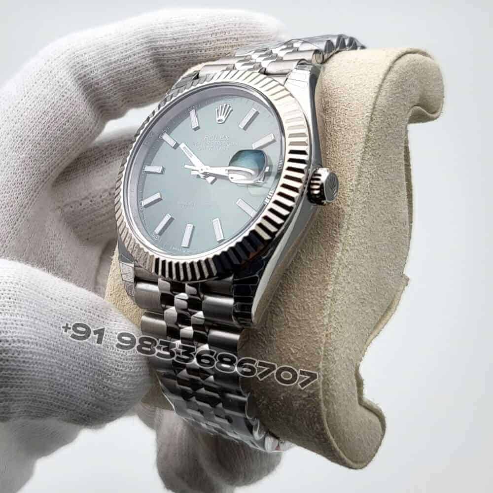 Rolex Datejust Oystersteel and White Gold Mint Green Dial 41mm Exact 1:1 Top Quality Super Clone Replica Swiss ETA 3235 Automatic Movement Watch