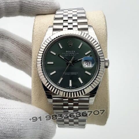 Rolex Datejust Oystersteel and White Gold Mint Green Dial 41mm Exact 1:1 Top Quality Super Clone Replica Swiss ETA 3235 Automatic Movement Watch