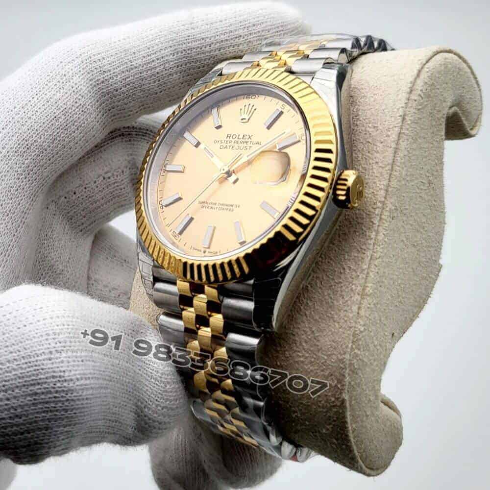 Rolex Datejust Oystersteel and Yellow Gold Champagne-Colour Dial 41mm Exact 1:1 Top Quality Super Clone Swiss ETA 3235 Automatic Movement Watch