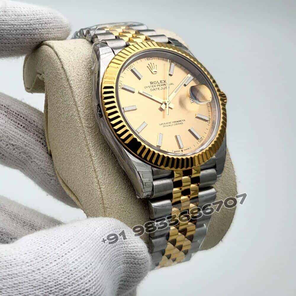 Rolex Datejust Oystersteel and Yellow Gold Champagne-Colour Dial 41mm Exact 1:1 Top Quality Super Clone Swiss ETA 3235 Automatic Movement Watch