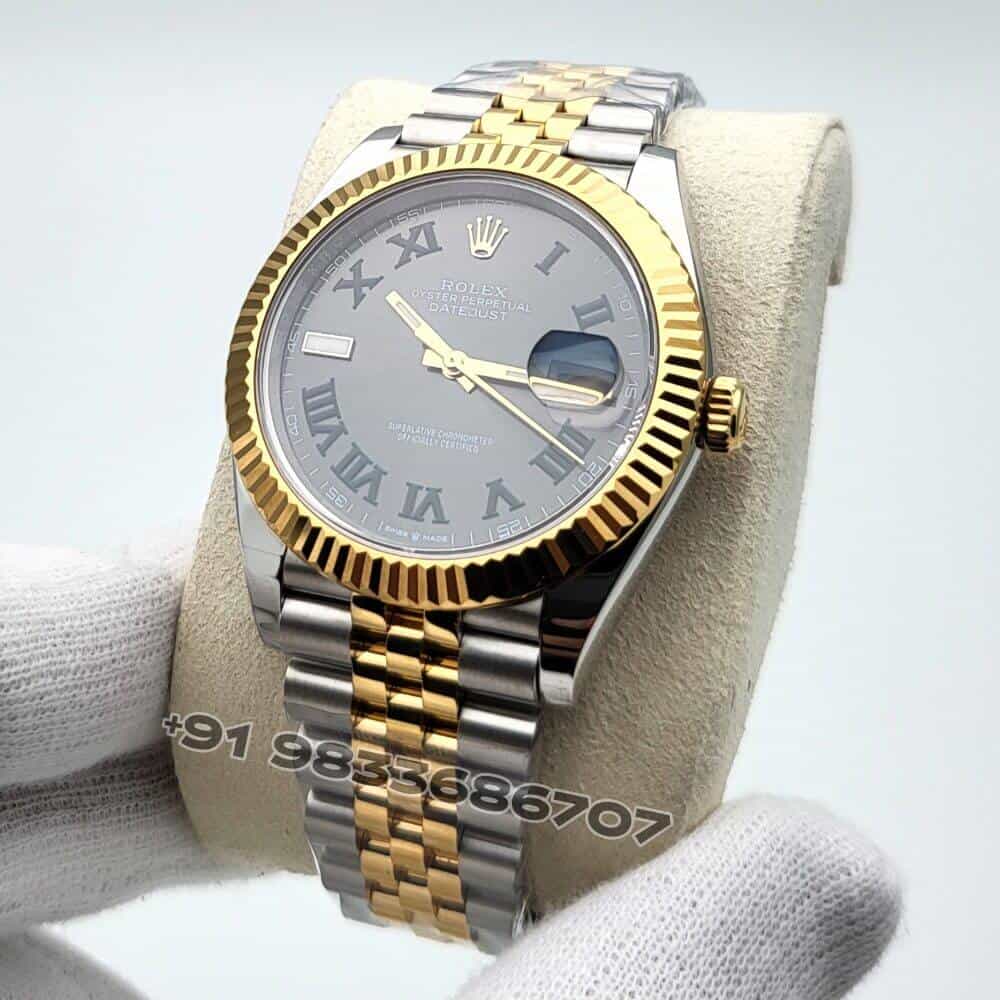 Rolex Datejust Oystersteel and Yellow Gold Slate Dial 41mm Exact 1:1 Top Quality Super Clone Swiss ETA 3235 Automatic Movement Watch