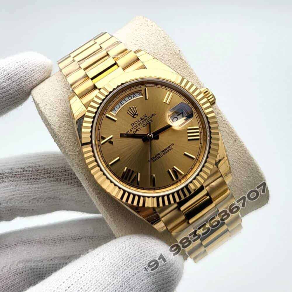Rolex Day-Date 18kt Yellow Gold Champagne-colour Dial 40mm Exact